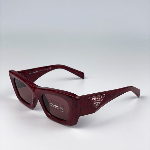 Prada PR13ZS 15D08S Sunglasses Etruscan Marble Red Dark Violet Cat Eye Women - Picture 11 of 15